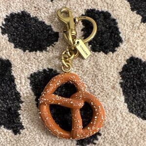 Coach Pretzel Bag Charm in Tan and Gold